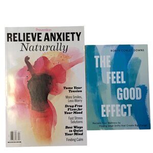 2 Book Lot Prevention Magazine Relieve Anxiety Naturally & The Feel Good Effect